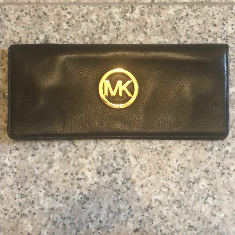 Micheal Kors Black Leather Wrist/ Clutch Wallet